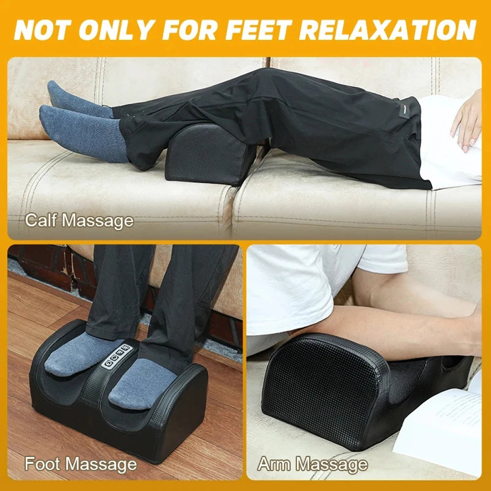 Massage device for foot, calf, and arm relaxation on a couch and floor.