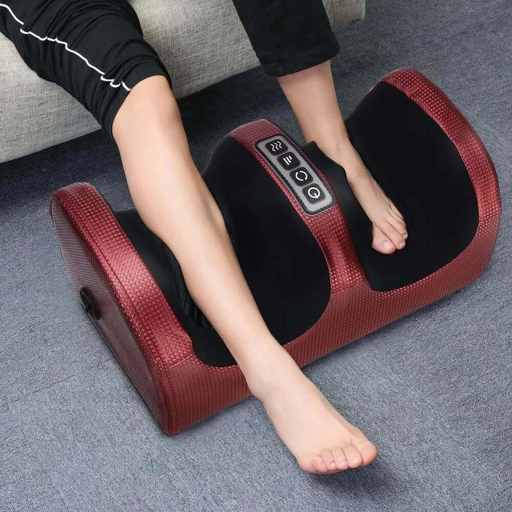 Electric shiatsu foot massager with deep tissue rollers and heat