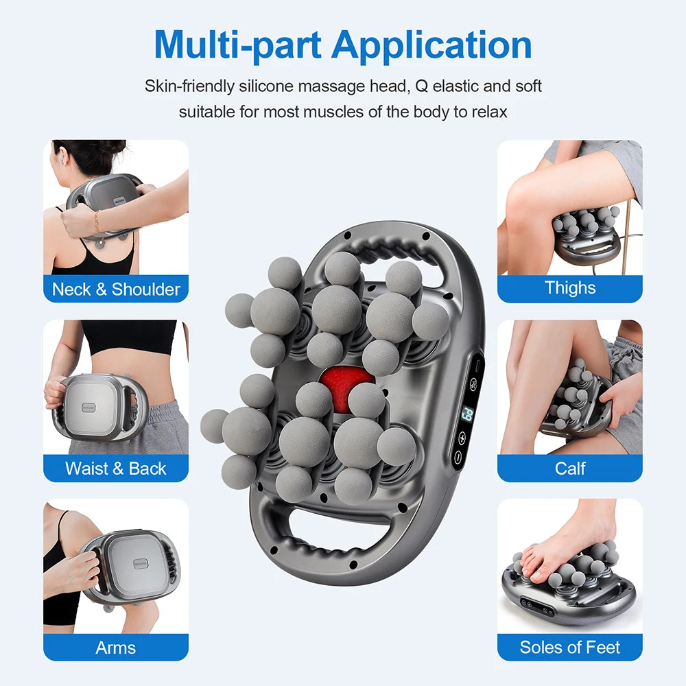 Massage device with various application areas on a white background