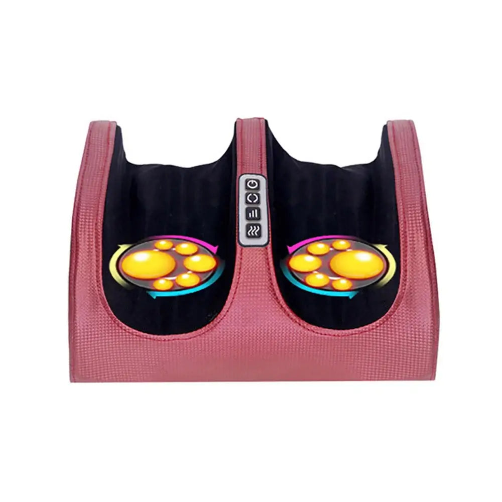 Pink massage device with glowing yellow lights on a white background