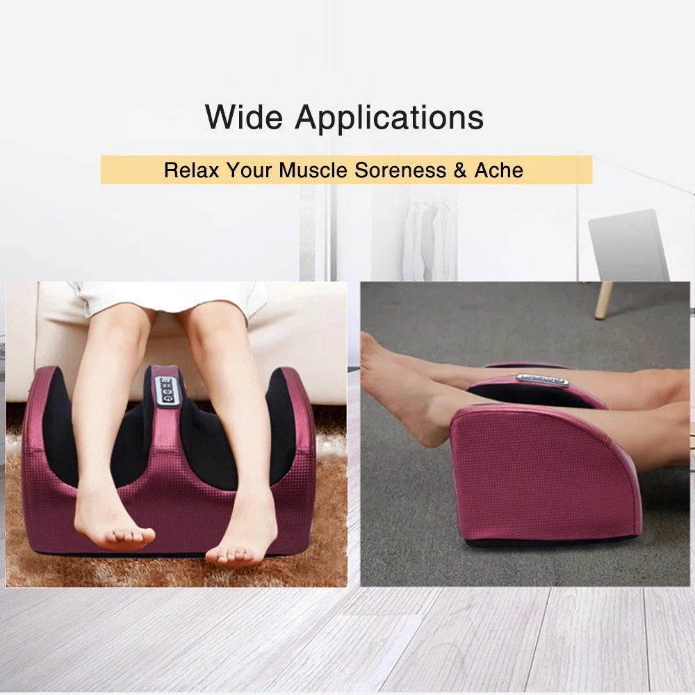 Electric shiatsu foot massager with deep tissue rollers and heat