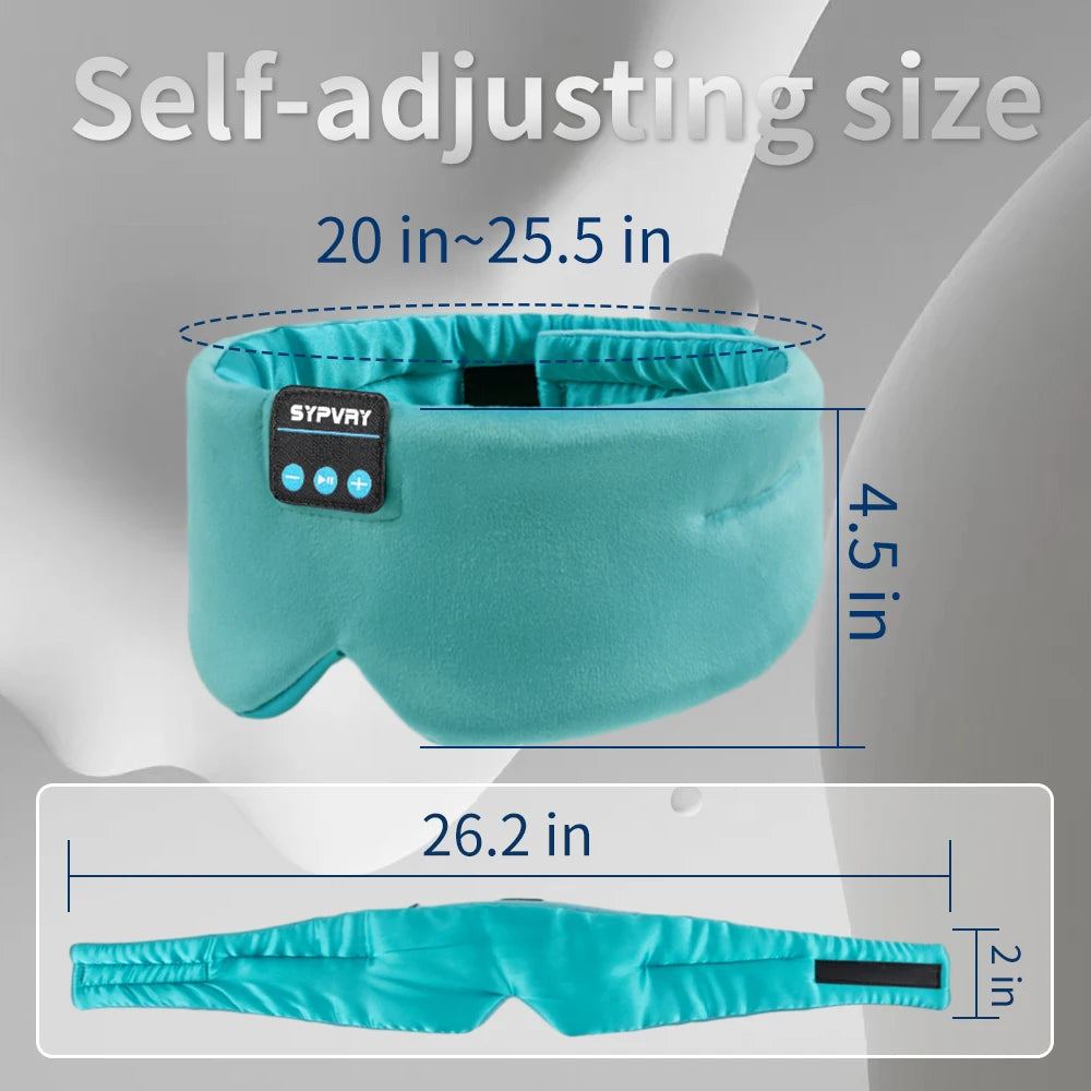 Person sleeping and wearing a sky blue  sleeping headphones headband 