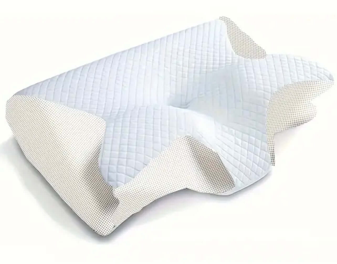 White and beige pillow on a white background